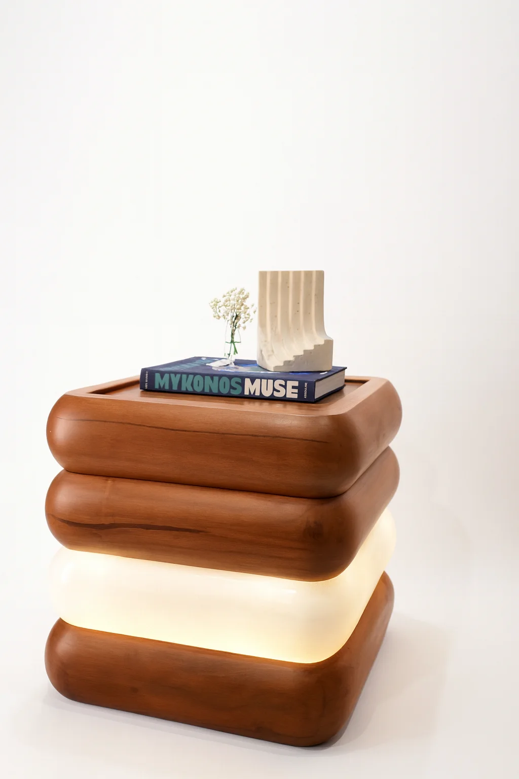 Stack Light - illuminated with teak and resin